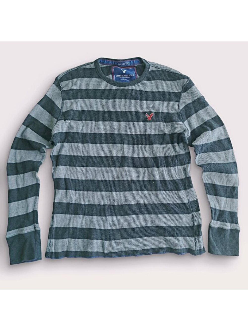 American Eagle Outfitters Striped Long Sleeve Logo Top Vintage (S)